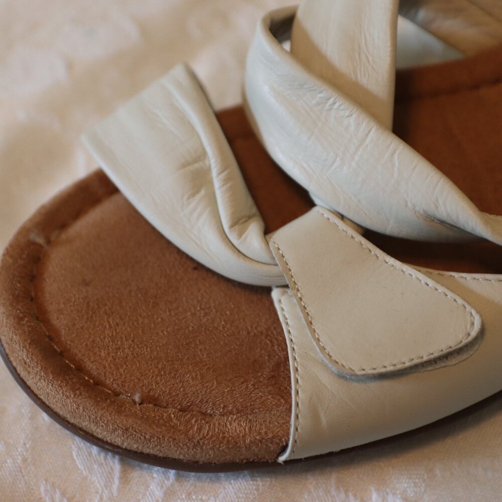 Bjorndal Double Time Off White Leather Upper Adjustable Sandals Size 9.5 - Picture 6 of 16